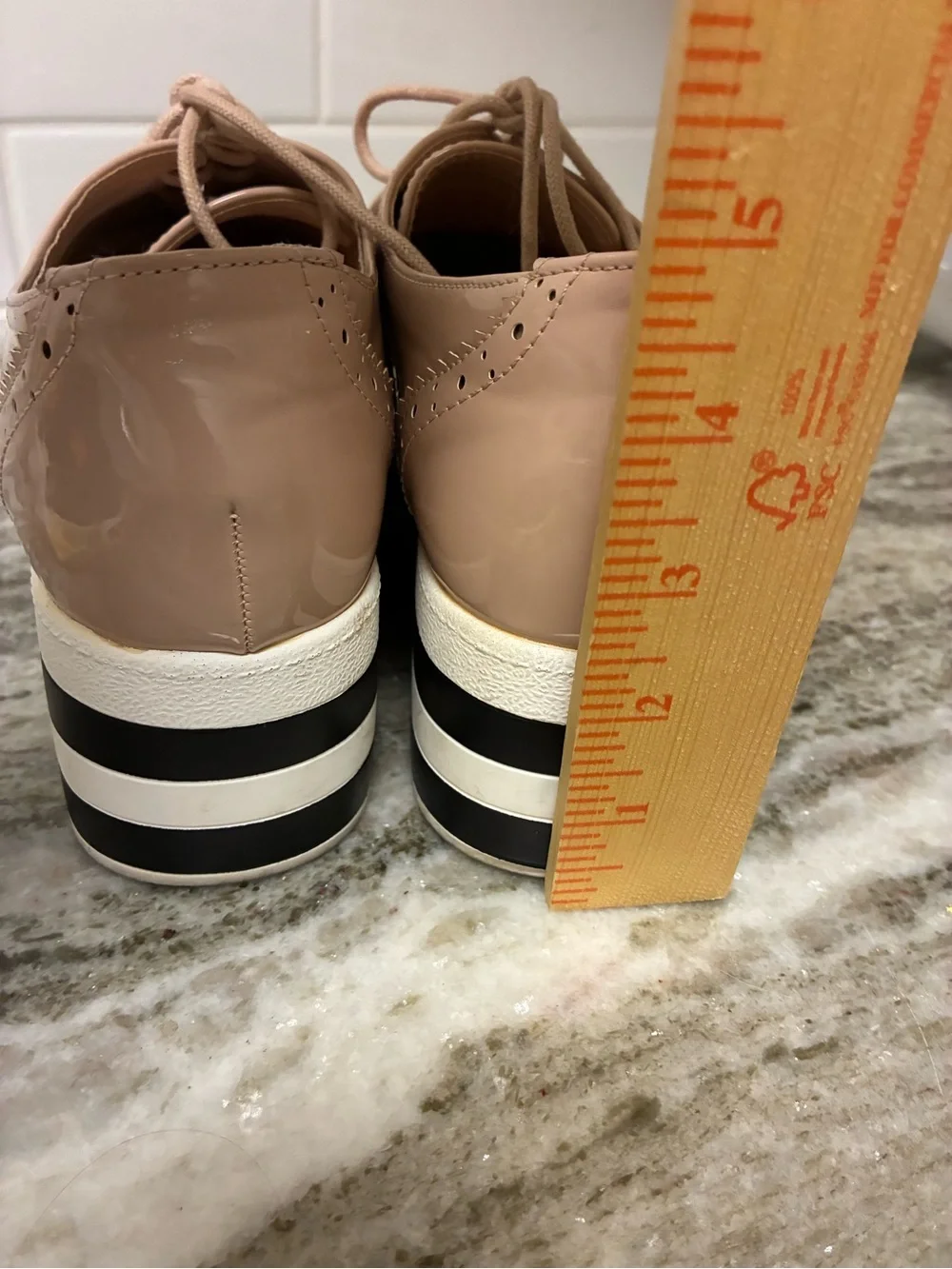 Fashion Nova Nude Patent Platform Brogue Oxfords
